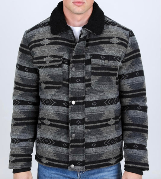 Aztec Quilted Fur Lined Jacket