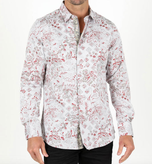 Floral Print Satin Dress Shirt