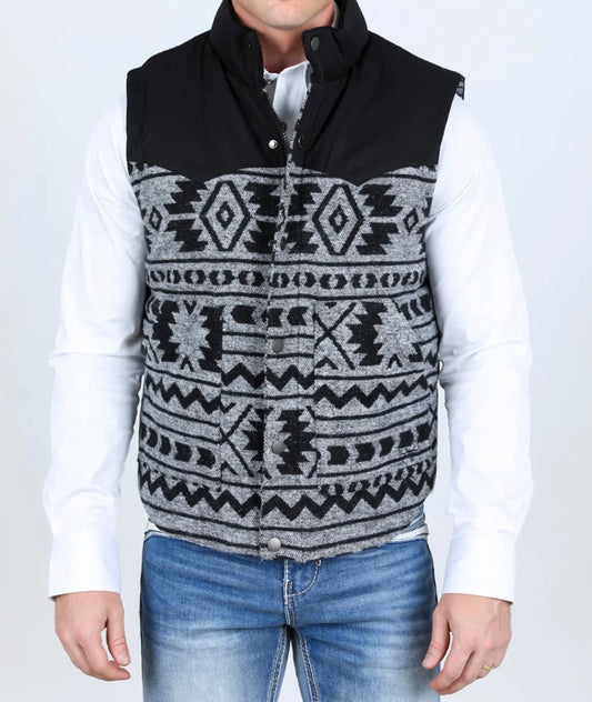 Platini Black/White Aztec Quilted Vest