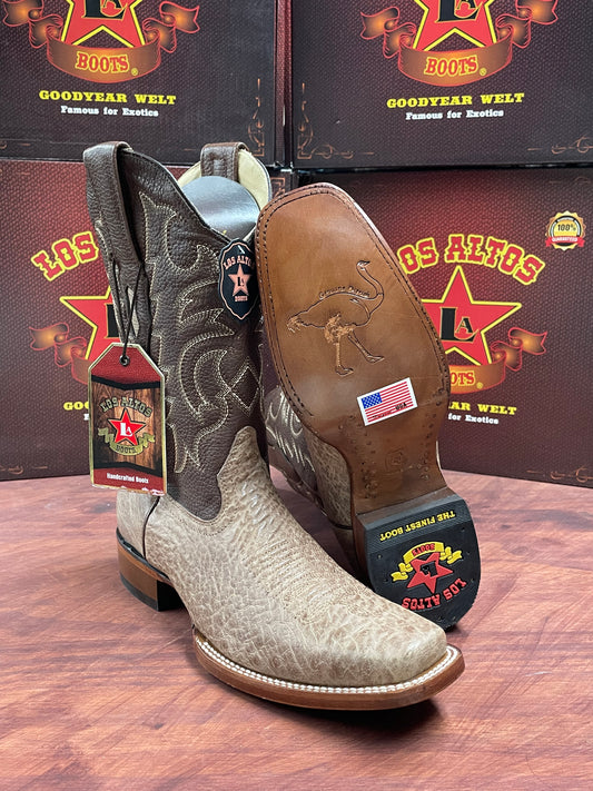 Los Altos Rodeo Ostrich Belly Mocha Boot