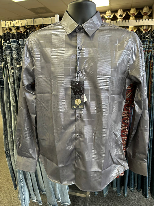 Satin Silver Dress Shirt