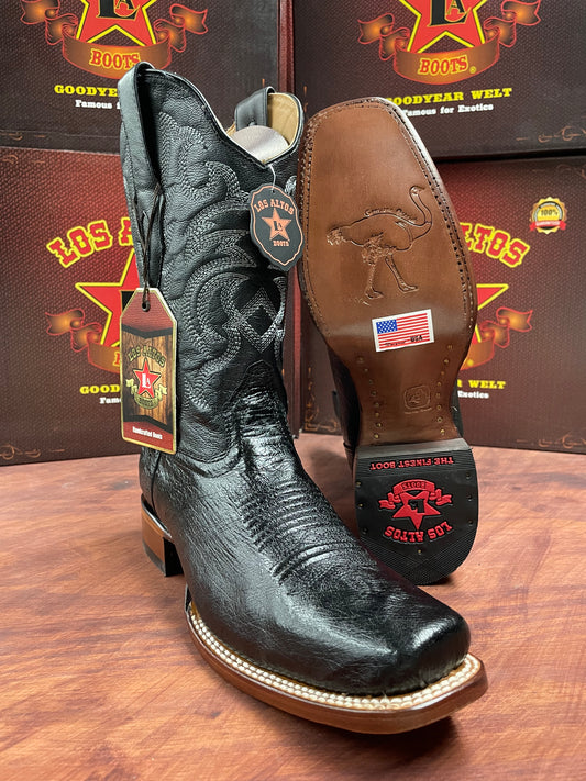 Los Altos Rodeo Ostrich Belly Black Boot