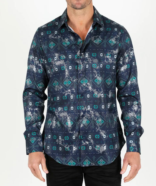 Satin Navy Dress Shirt